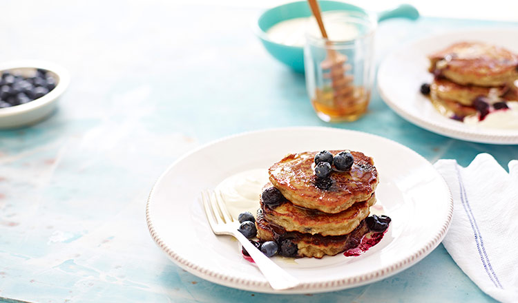 Get the recipe: Banana, Blueberry and Almond Pancakes