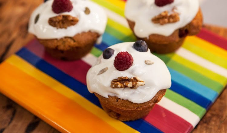 Healthy Banana, Strawberry and Sultana Funny Face Muffins