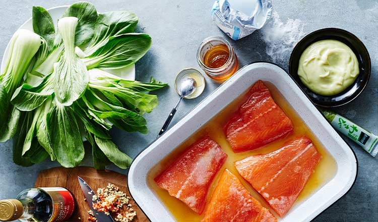 Seafood Recipe Salt, Sugar And Honey–Cured Salmon With Wasabi Mayo