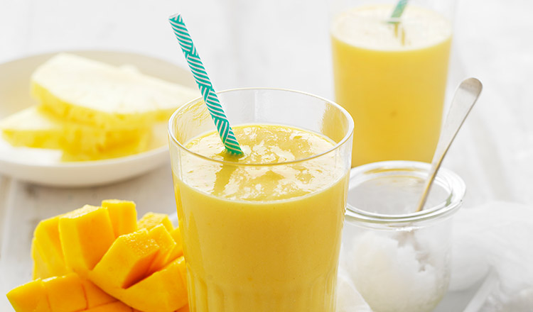 Mango, Pineapple & Coconut Almond Milk Smoothie