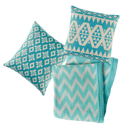 turquoise cushions and throws