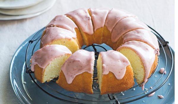 Egg White Cake With Strawberry Icing