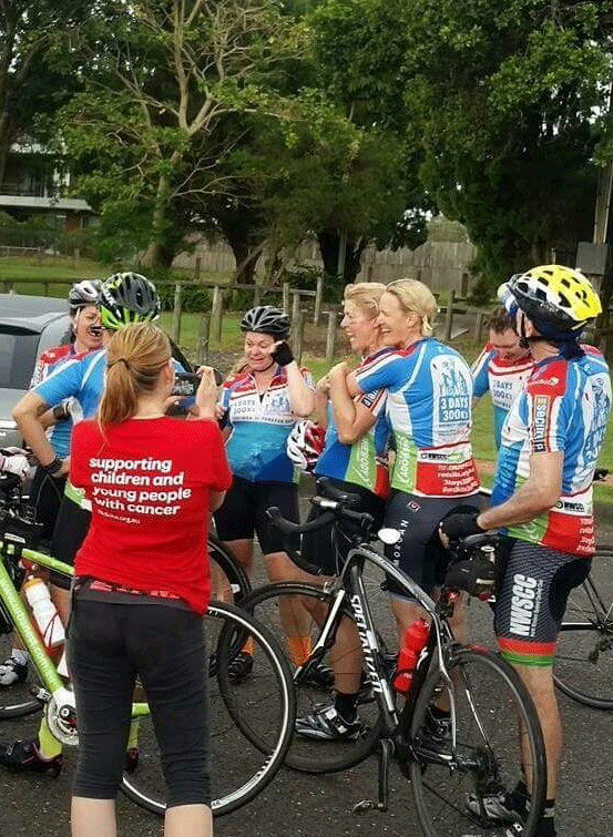 Susanne joins her team mates cycling for cancer