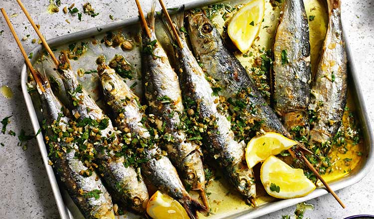Grilled Sardines With Coarsely Chopped Green Herbs