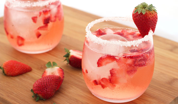 Mother's Day Strawberry Rose Gin Fizz Cocktail
