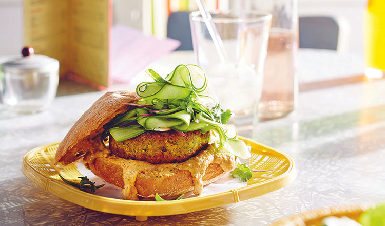 Delicious Vegetarian Burger With Satay Sauce
