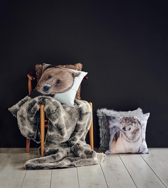5 Tips for Light, Bright Winter Styling: Lorraine Lea’s Faux Fur Dakota Throw and Wolf Cushion Cover