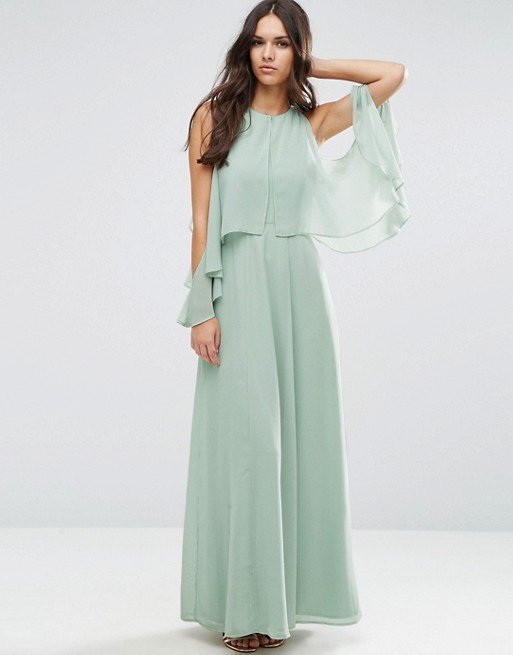 Asos extreme Cold shoulder maxi Dress in Soft Mint