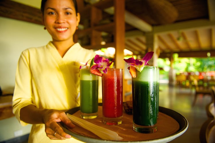 Fresh herbal elixirs and freshly squeezed juices