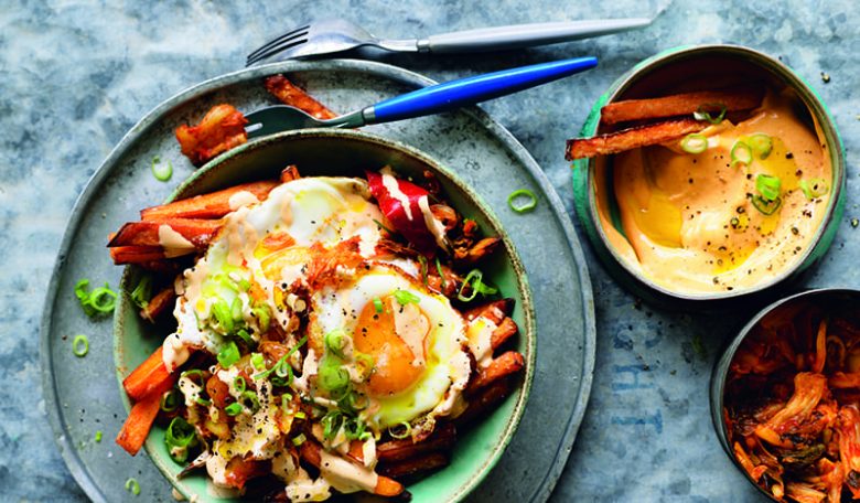 Eat Your Greens: Kimchi-Loaded Sweet Potato Fries with Egg Recipe