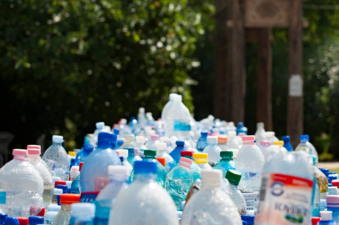 Plastic bottles, pollution, ocean