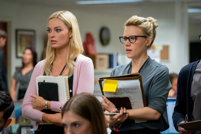 Margot Robbie as ‘Kayla Pospisil’ and Kate McKinnon as ‘Jess Carr’ in Bombshell.