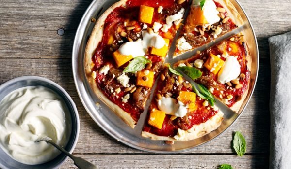 Crispy Butternut Pumpkin, Feta & Pine Nut Vegetarian Pizza