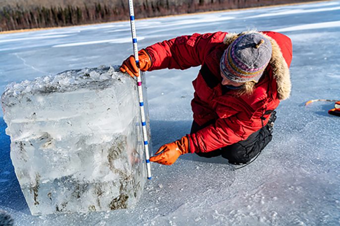 Professor Katey Walter Anthony performing research in the Arctic as part of Epson’s Turn Down The Heat campaign with National Geographic to protect permafrost.