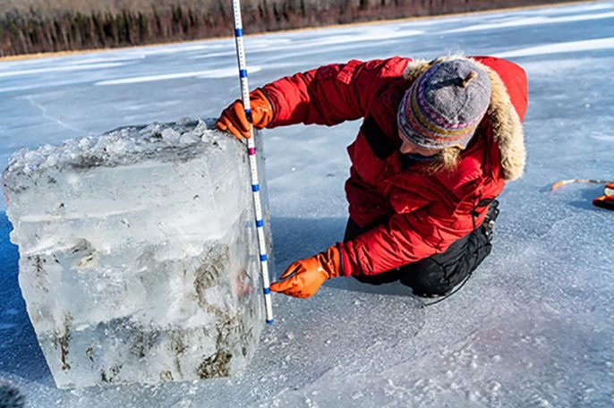 Professor Katey Walter Anthony performing research in the Arctic as part of Epson's Turn Down The Heat campaign with National Geographic to protect permafrost.