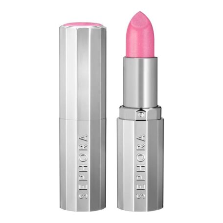 Bright pink lipstick