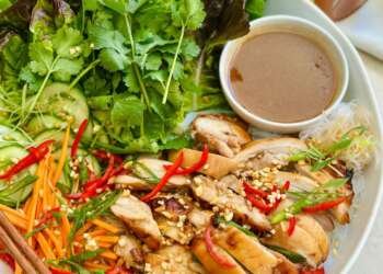 Lunar New Year recipe Chef Tom Walton Plum Chicken Vermicelli Salad Bowl